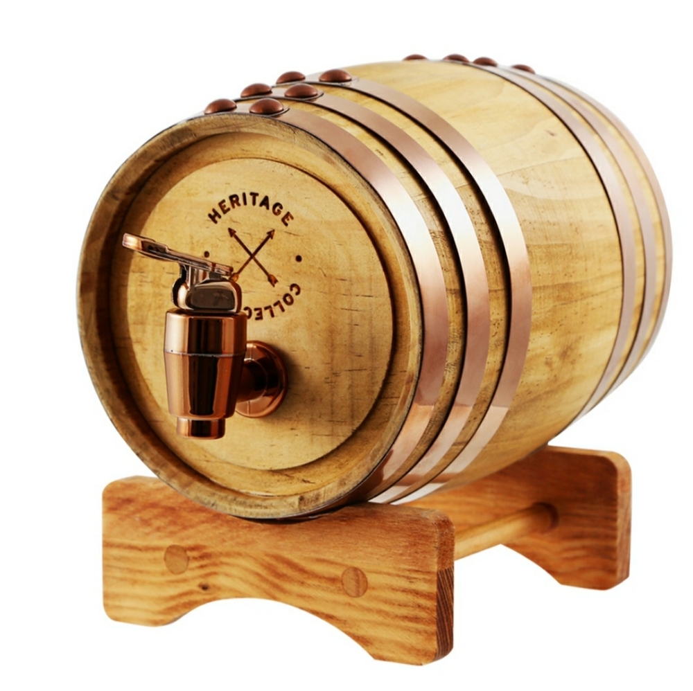 American Vintage Wood Barrel Whiskey Dispenser